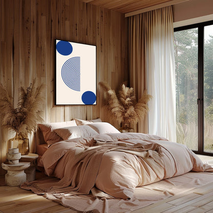 Elevate your space with this captivating minimalist art piece featuring bold geometric shapes in for Bedroom