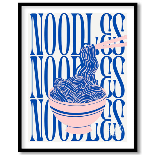 This visually striking and contemporary poster features a minimalist yet dynamic depiction of noodl… for room