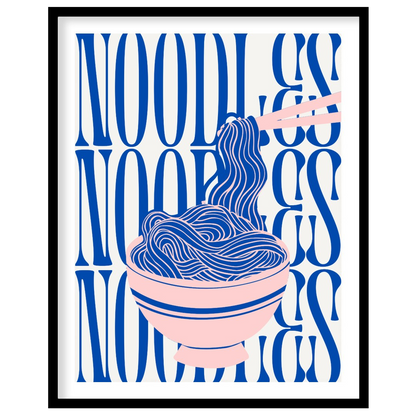 This visually striking and contemporary poster features a minimalist yet dynamic depiction of noodl… for room