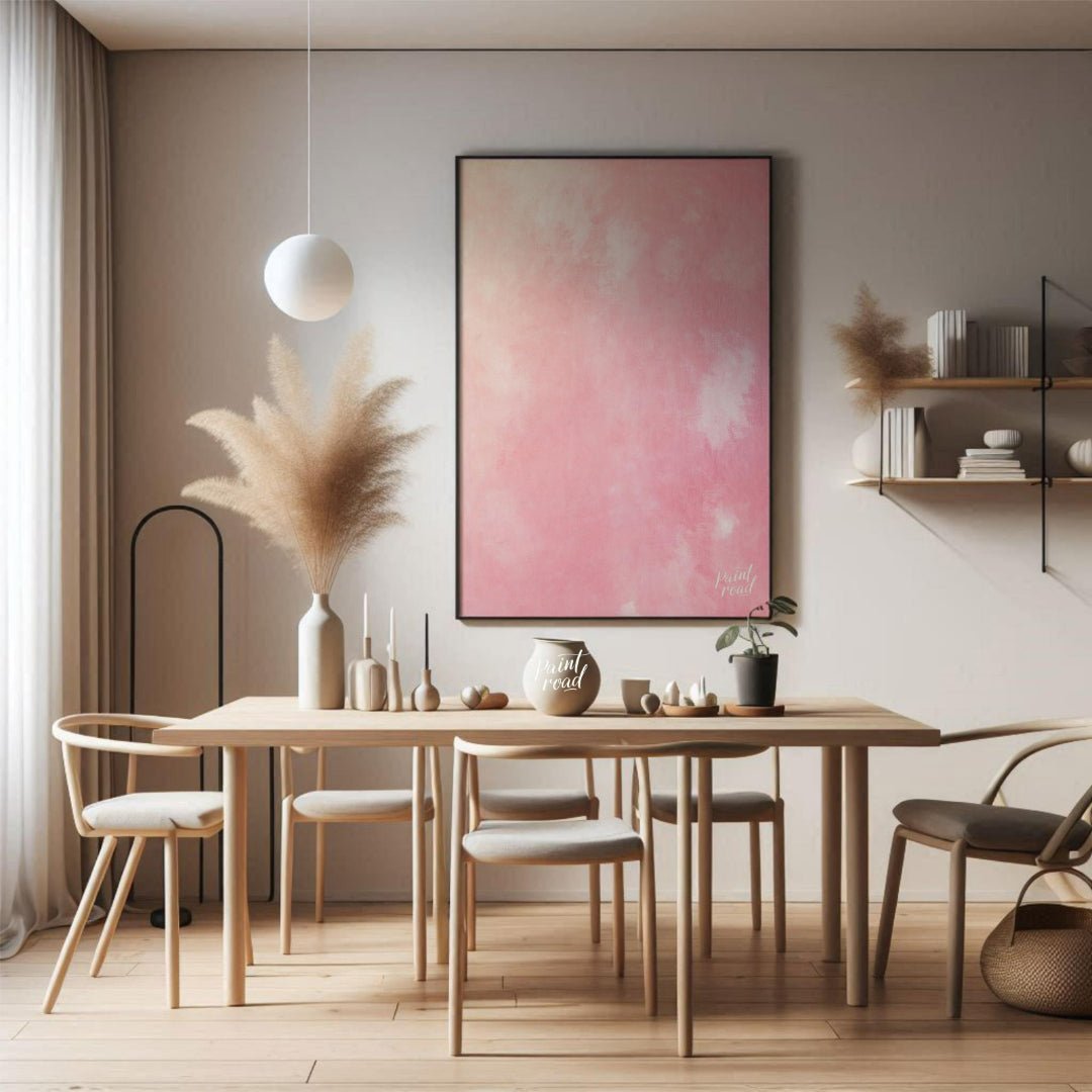 This abstract digital background features a soft blend of pink and cream tones, creating a dreamy a… for dining room