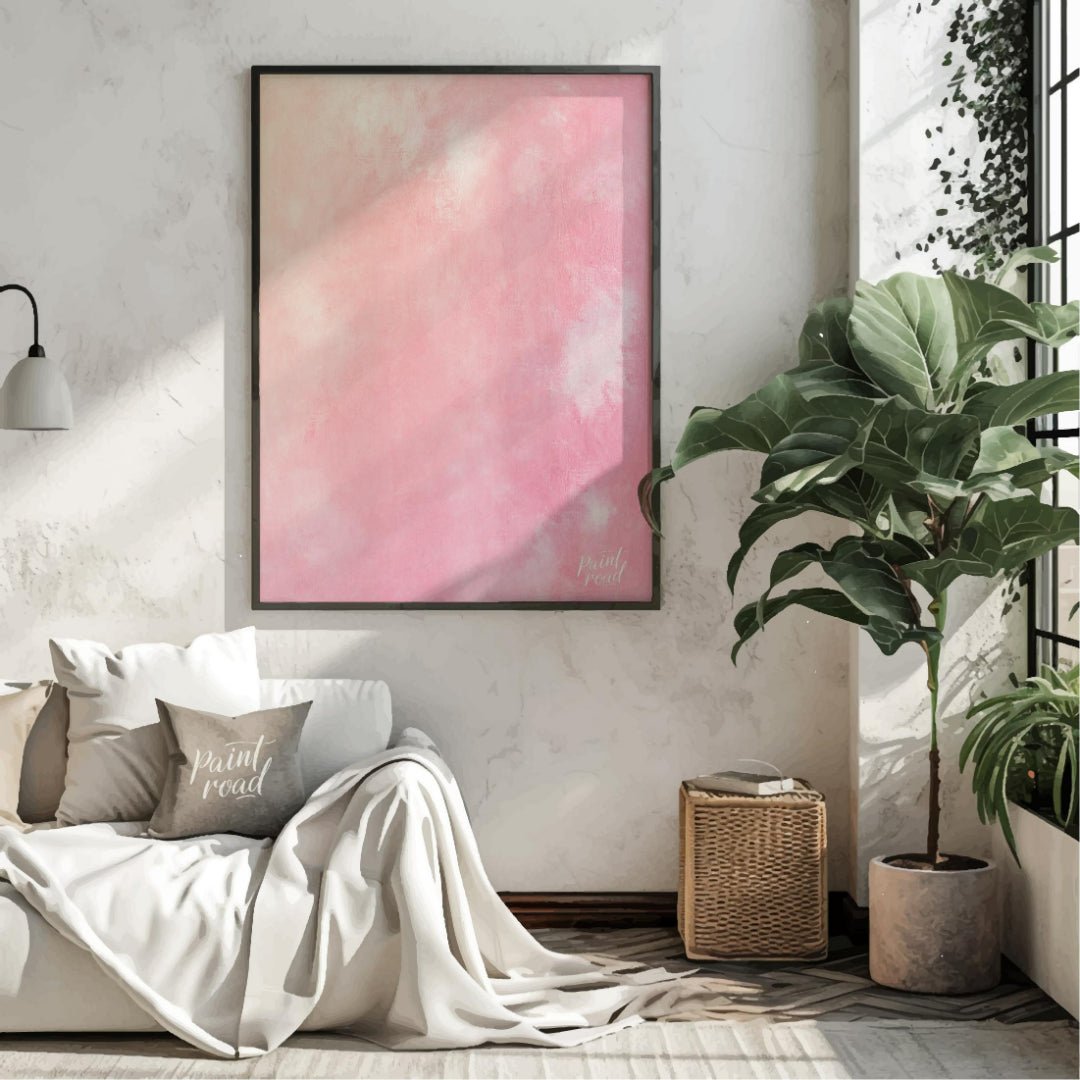 This abstract digital background features a soft blend of pink and cream tones, creating a dreamy a… for living room