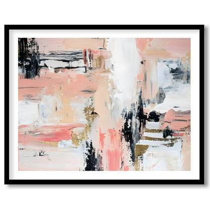"""Blush & Grit"" presents a dynamic abstract composition with a harmonious blend of soft pinks, cr… for room