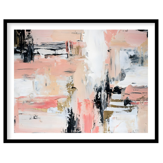 """Blush & Grit"" presents a dynamic abstract composition with a harmonious blend of soft pinks, cr… for room