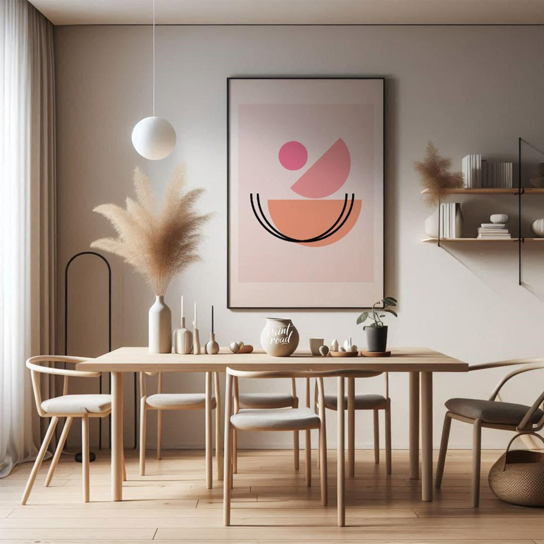 “Blush Orbit” is a sleek, contemporary geometric wall art piece designed to radiate calm and visual… for dining room