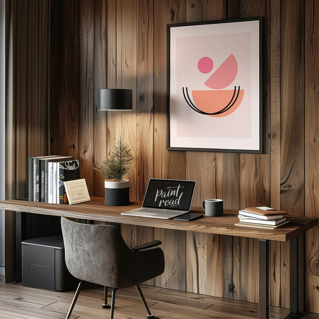 “Blush Orbit” is a sleek, contemporary geometric wall art piece designed to radiate calm and visual… for office