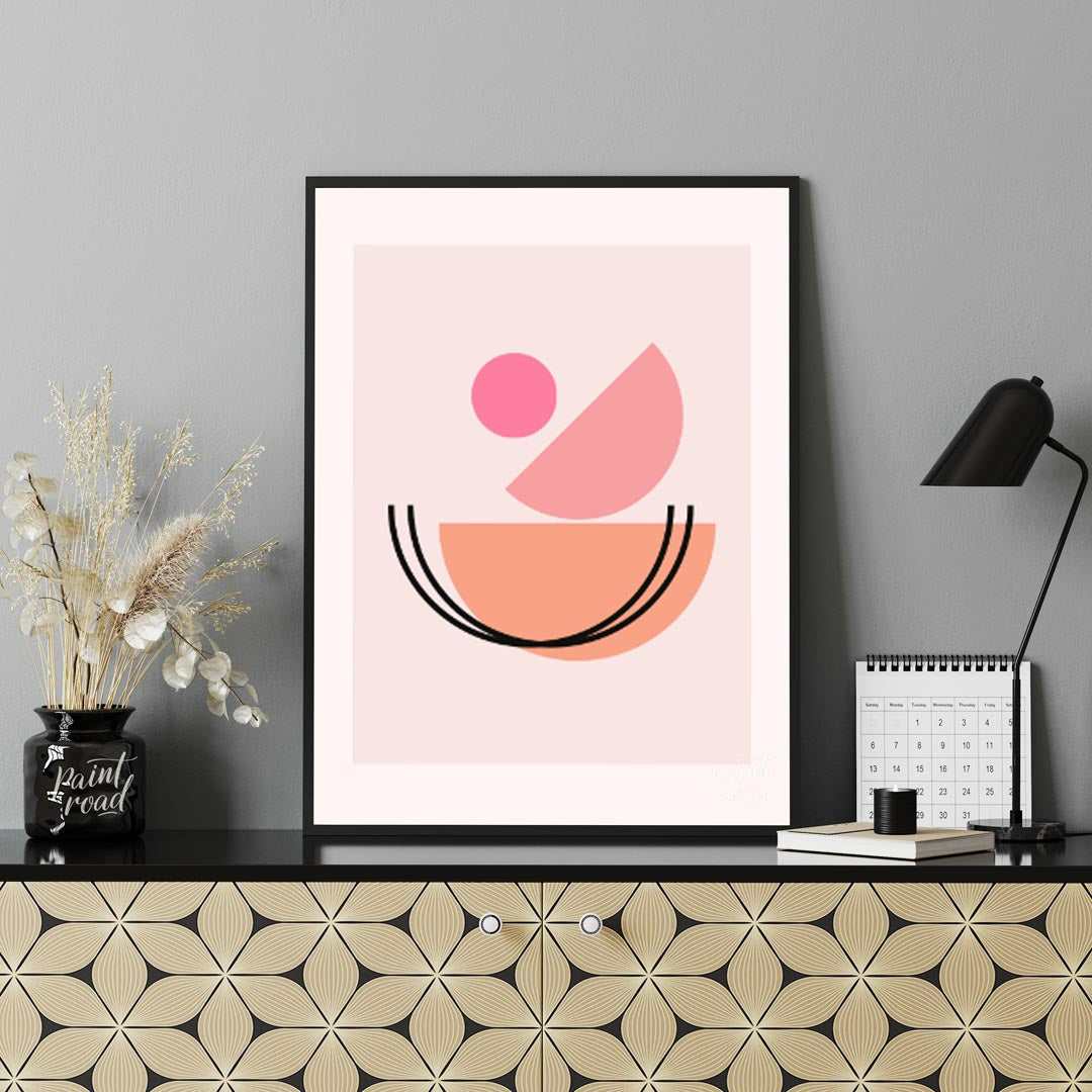 “Blush Orbit” is a sleek, contemporary geometric wall art piece designed to radiate calm and visual… for office