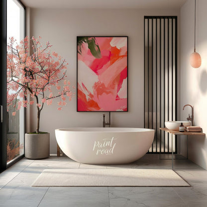 Blush Rush is a bold, energetic abstract that explodes with passion, playfulness, and movement. Swe… for bathroom
