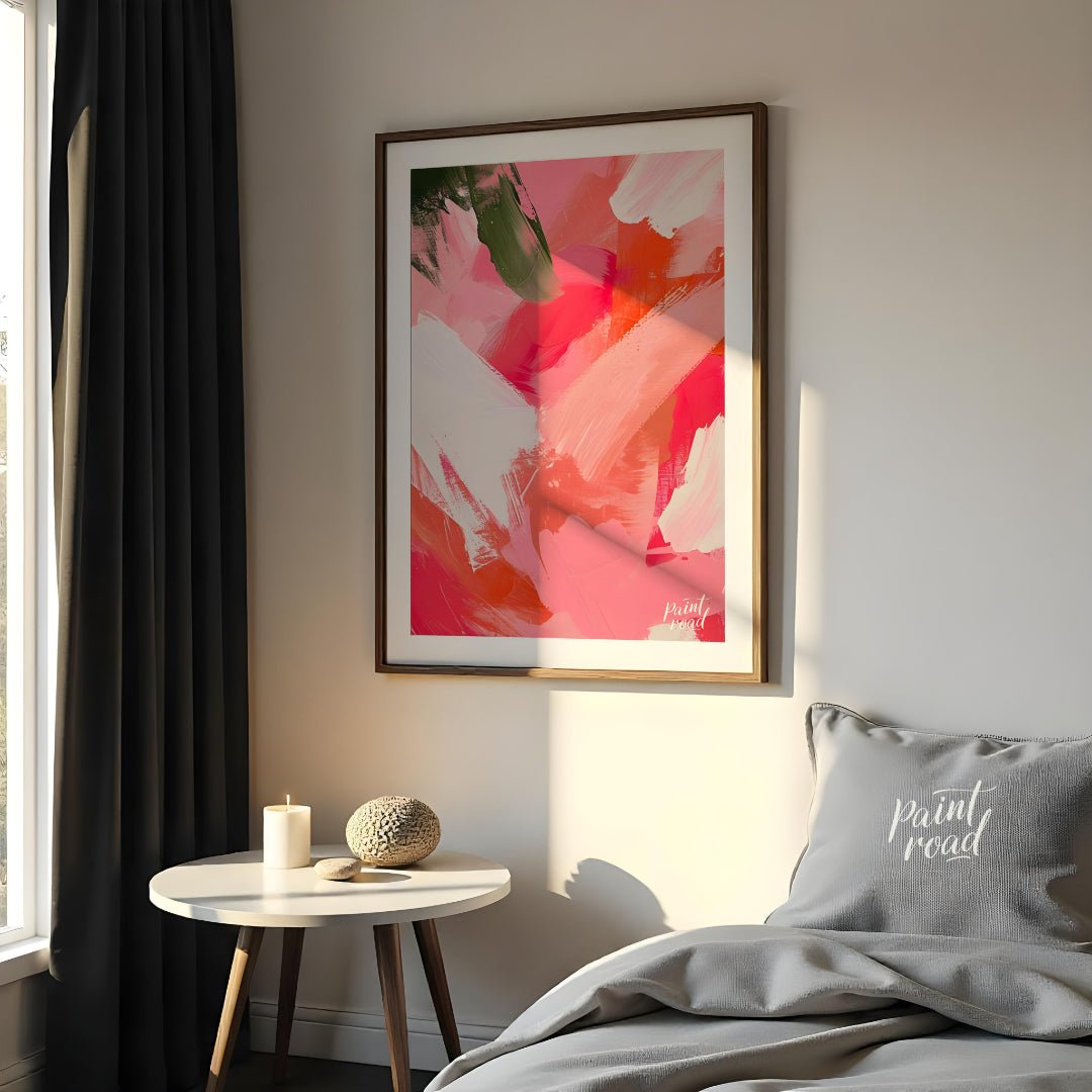 Blush Rush is a bold, energetic abstract that explodes with passion, playfulness, and movement. Swe… for bedroom