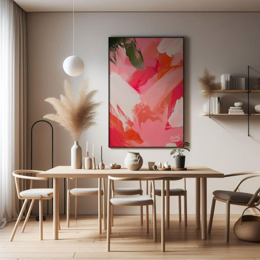 Blush Rush is a bold, energetic abstract that explodes with passion, playfulness, and movement. Swe… for dining room