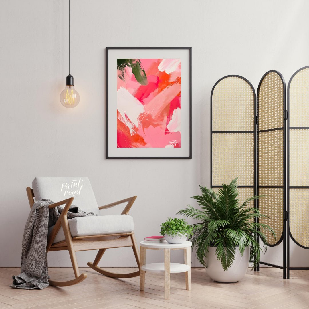 Blush Rush is a bold, energetic abstract that explodes with passion, playfulness, and movement. Swe… for living room