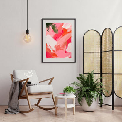 Blush Rush is a bold, energetic abstract that explodes with passion, playfulness, and movement. Swe… for living room