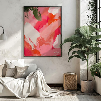Blush Rush is a bold, energetic abstract that explodes with passion, playfulness, and movement. Swe… for living room