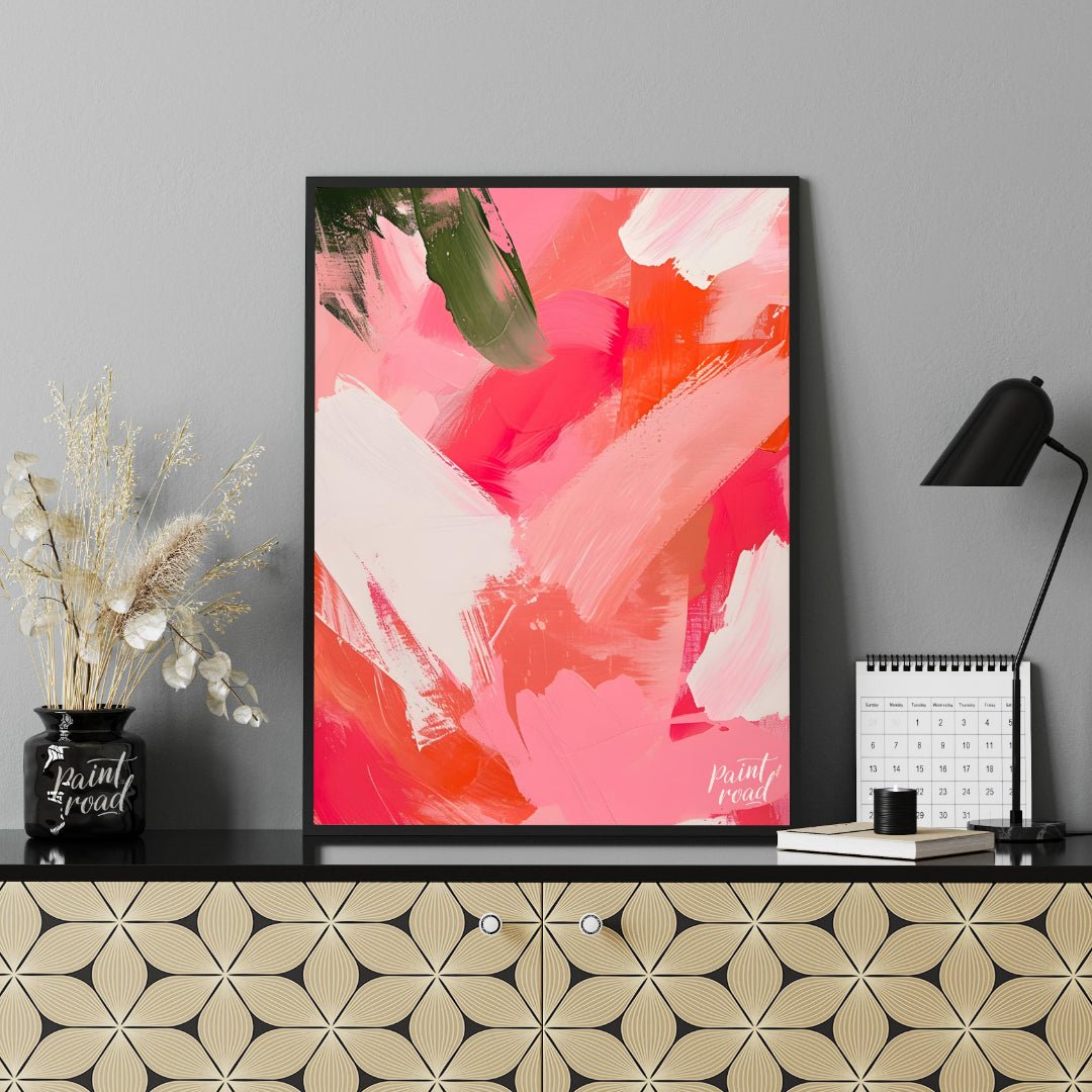 Blush Rush is a bold, energetic abstract that explodes with passion, playfulness, and movement. Swe… for office