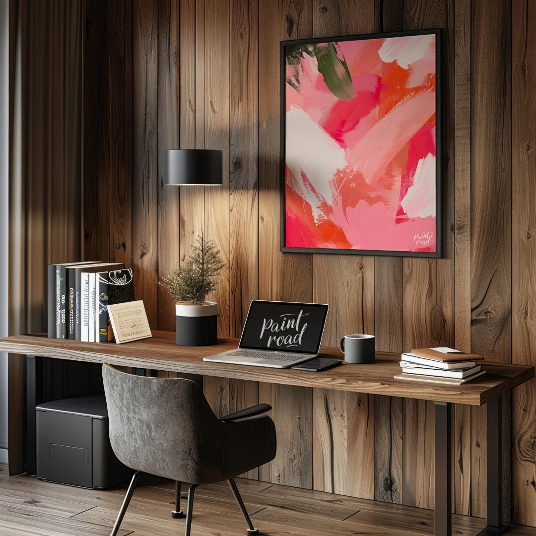Blush Rush is a bold, energetic abstract that explodes with passion, playfulness, and movement. Swe… for office