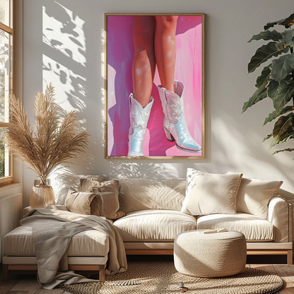 Step into a whimsical world with 'Blushing Cowgirl Reverie', where rustic charm meets contemporary for Sitting Area