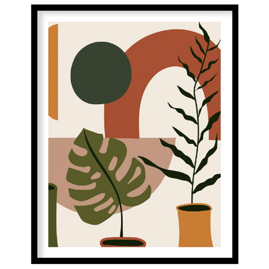 This abstract art print captures a bohemian aesthetic with its depiction of stylized plants in mode… for lovely house