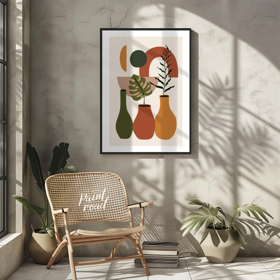 Boho Abstract Plant Vases Painting available online at Paintroad showing abstract plants accent piece and aesthetic