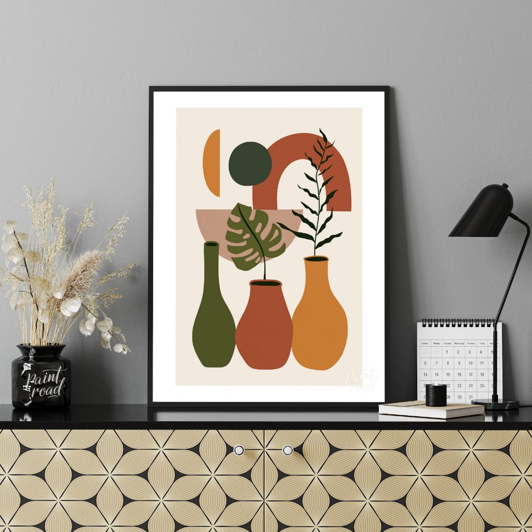 Boho Abstract Plant Vases Painting available online at Paintroad showing abstract plants accent piece and aesthetic