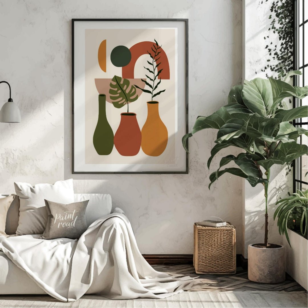 Boho Abstract Plant Vases Painting available online at Paintroad showing abstract plants accent piece and aesthetic