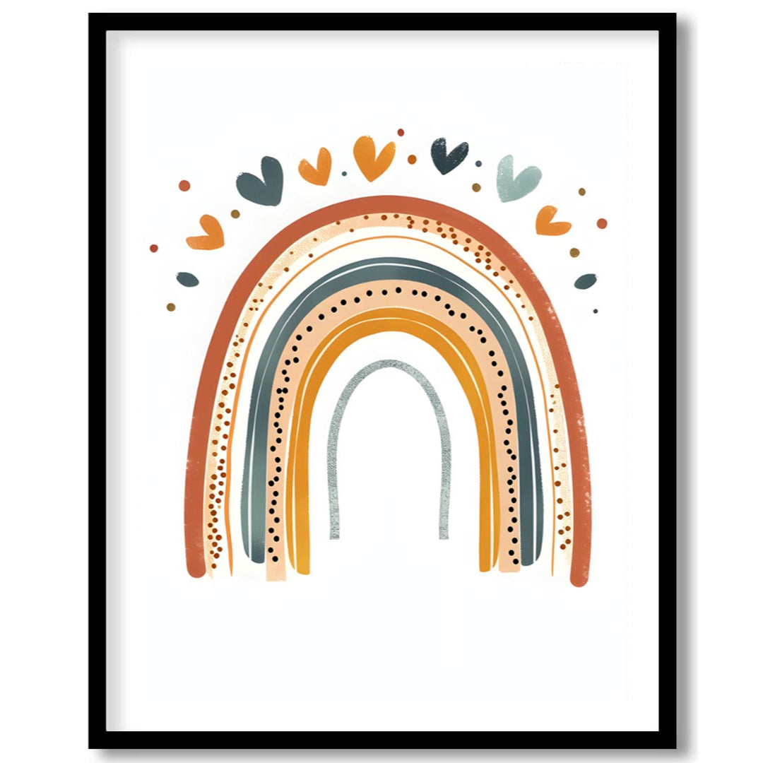 This stylish illustration presents a modern, bohemian-inspired rainbow adorned with a cascade of sm… for house