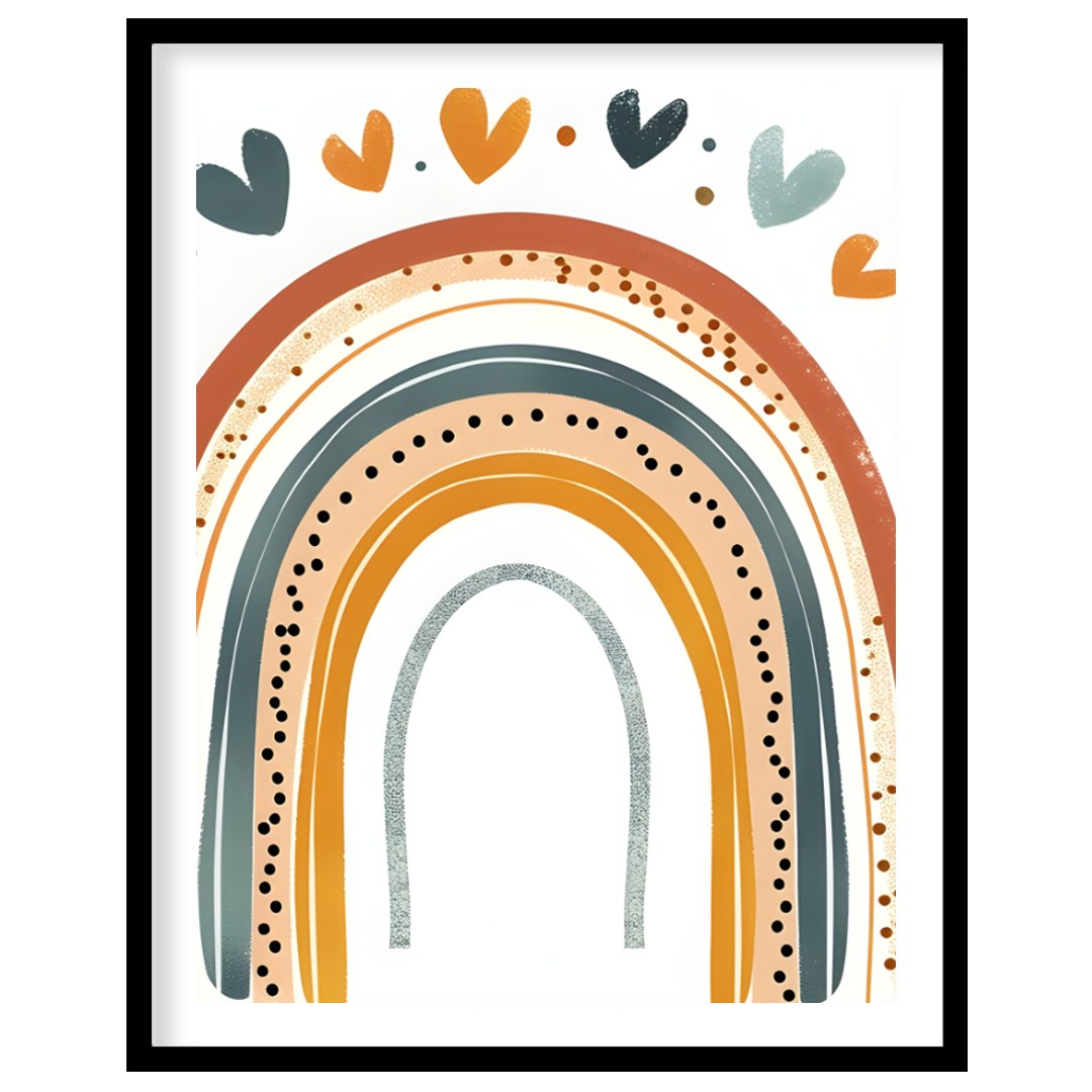 This stylish illustration presents a modern, bohemian-inspired rainbow adorned with a cascade of sm… for house