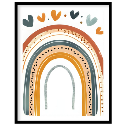 This stylish illustration presents a modern, bohemian-inspired rainbow adorned with a cascade of sm… for house