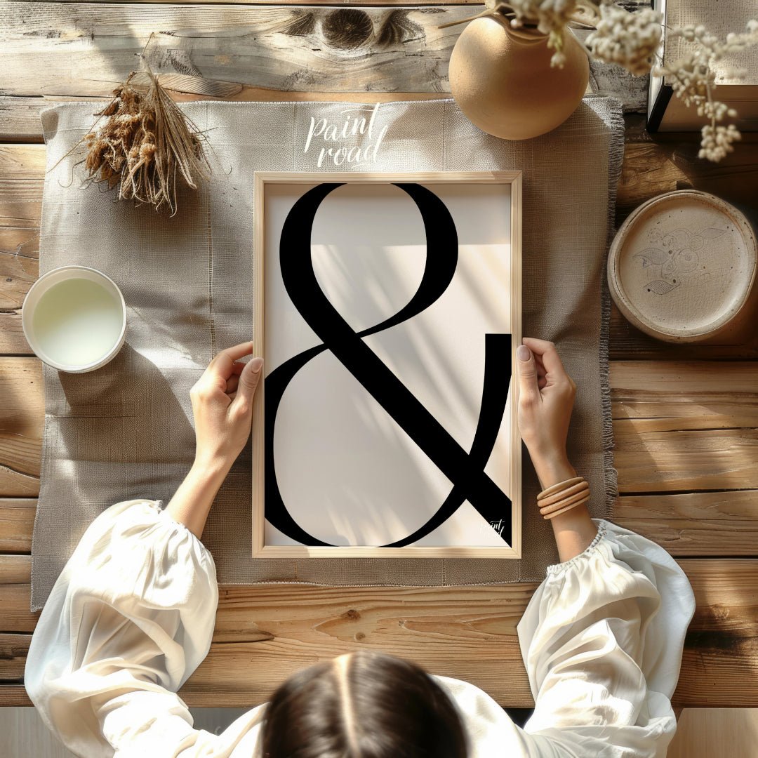 "Bold Ampersand" presents a minimalist graphic design featuring a large, black ampersand symbol aga… for other