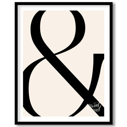 "Bold Ampersand" presents a minimalist graphic design featuring a large, black ampersand symbol aga… for space