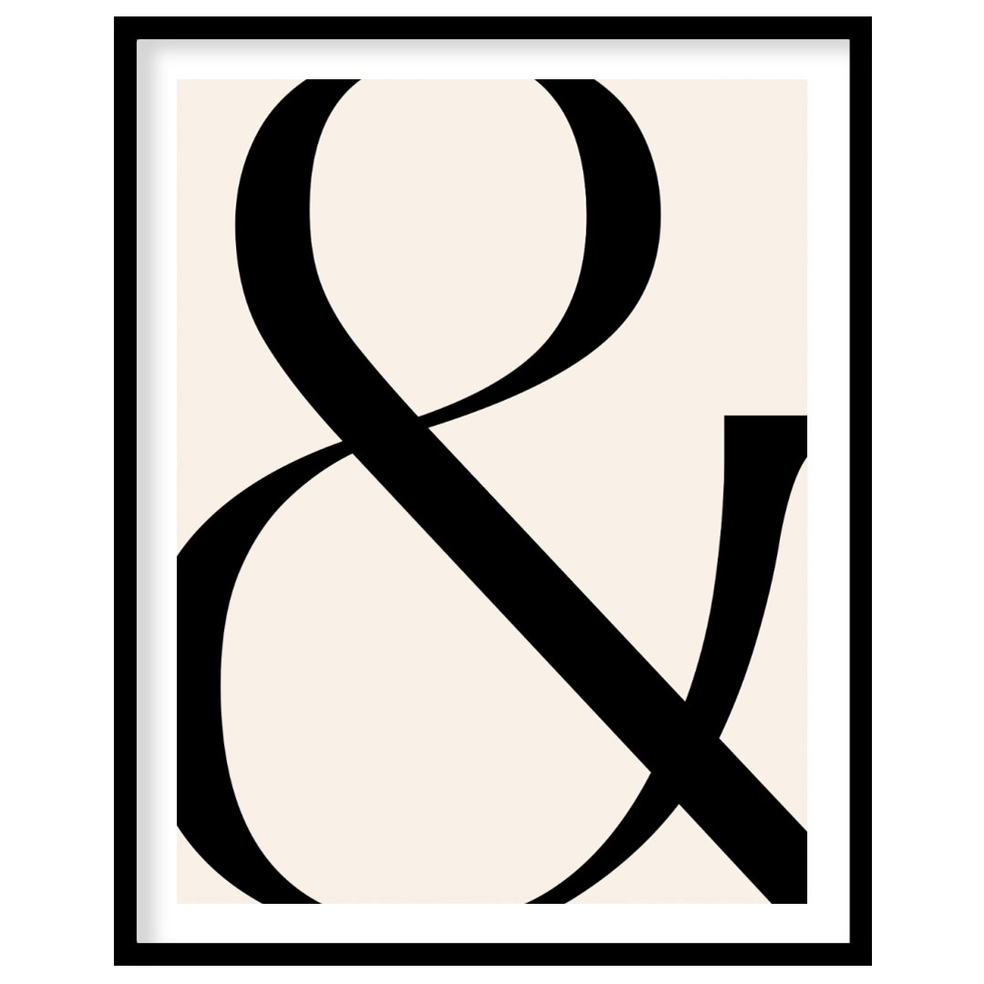"Bold Ampersand" presents a minimalist graphic design featuring a large, black ampersand symbol aga… for space