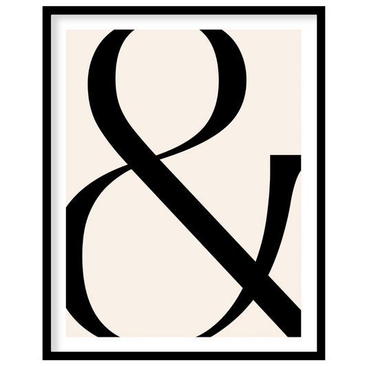 "Bold Ampersand" presents a minimalist graphic design featuring a large, black ampersand symbol aga… for space