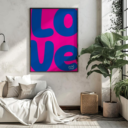 Bold Love Art Painting available online at Paintroad showing art print blue and cheerful