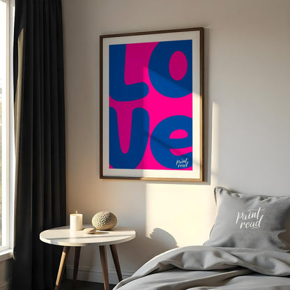 Bold Love Art Painting available online at Paintroad showing art print blue and cheerful