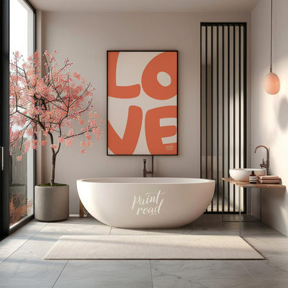 This image prominently displays the word “LOVE” in a large, bold, and rounded sans-serif font. The … for bathroom