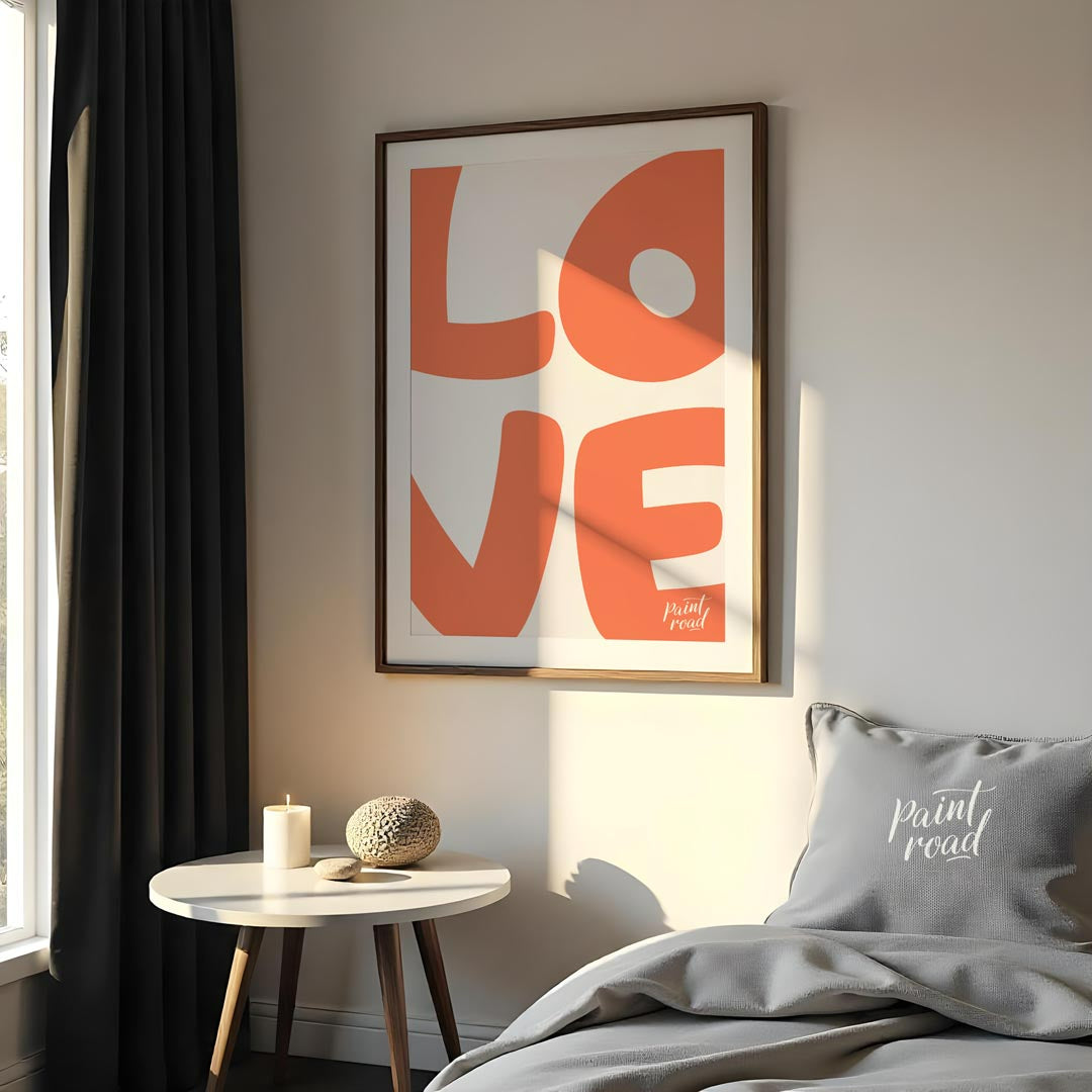 This image prominently displays the word “LOVE” in a large, bold, and rounded sans-serif font. The … for bedroom
