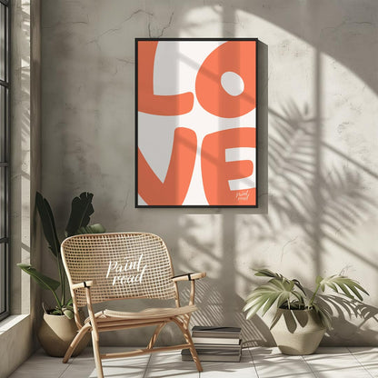 This image prominently displays the word “LOVE” in a large, bold, and rounded sans-serif font. The … for living room