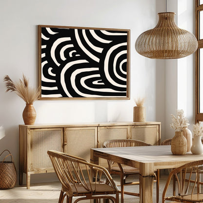 Introduce a striking visual element to your space with the Bold Monochrome Maze. This captivating for Dining