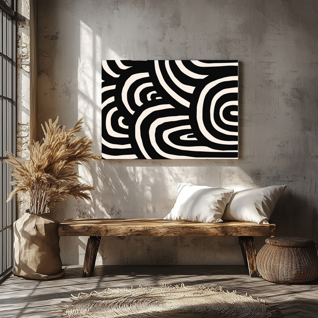 Introduce a striking visual element to your space with the Bold Monochrome Maze. This captivating for Veranda