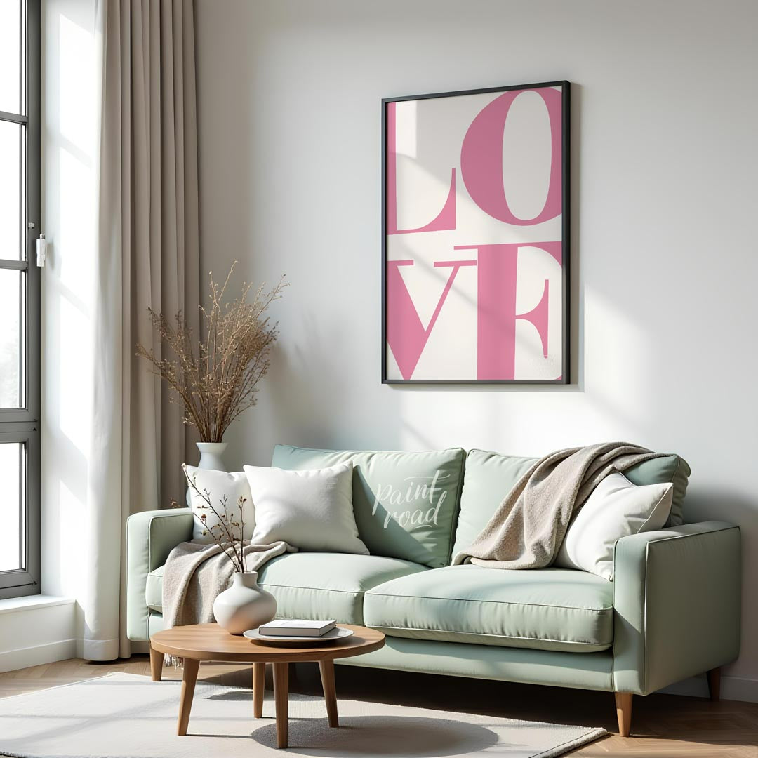 This striking minimalist art print, titled “Love 5” by Mokaky, captivates with its bold and expansi… for living room