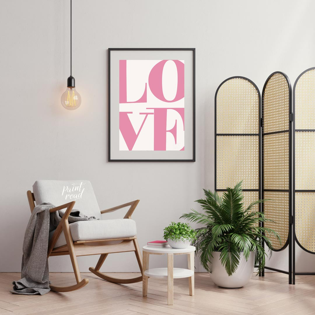 This striking minimalist art print, titled “Love 5” by Mokaky, captivates with its bold and expansi… for living room