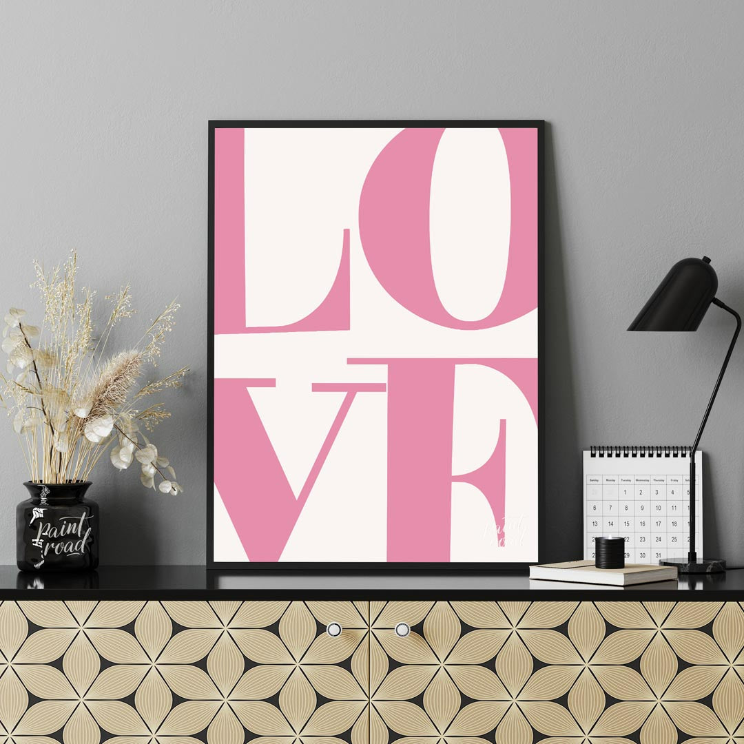 This striking minimalist art print, titled “Love 5” by Mokaky, captivates with its bold and expansi… for office