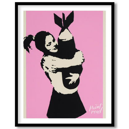 This poignant art print features Banksy’s famous “Bomb Hugger” stencil, depicting a small girl with… for room