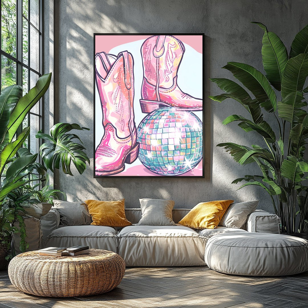 Infuse your space with retro charm and sparkle with this eye-catching artwork featuring a pair of for Balcony