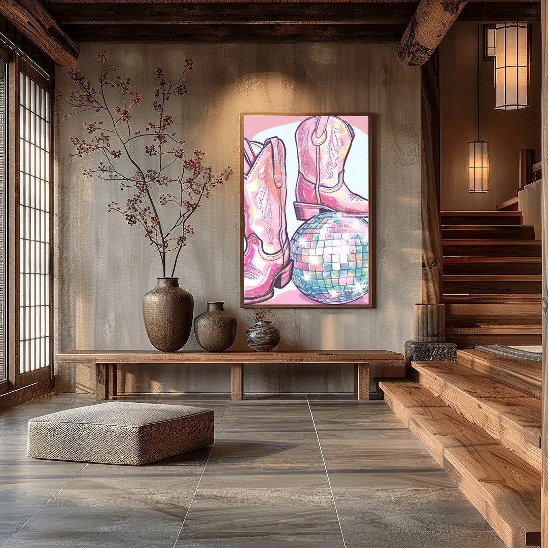 Infuse your space with retro charm and sparkle with this eye-catching artwork featuring a pair of for Hall