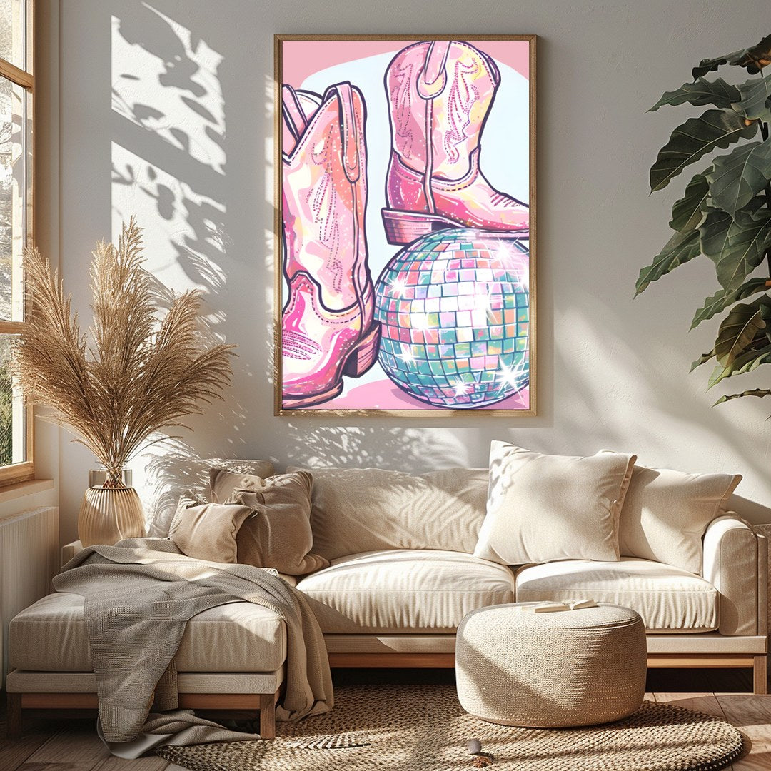 Infuse your space with retro charm and sparkle with this eye-catching artwork featuring a pair of for Sitting Area