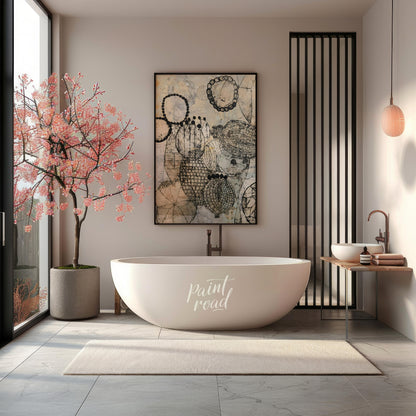 """Botanical Beads,"" inspired by the intricate style of Eva Isaksen, presents a captivating blend … for bathroom