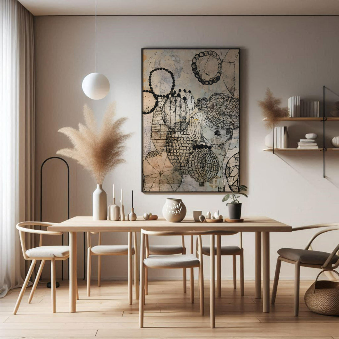 """Botanical Beads,"" inspired by the intricate style of Eva Isaksen, presents a captivating blend … for dining room