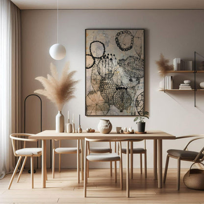 """Botanical Beads,"" inspired by the intricate style of Eva Isaksen, presents a captivating blend … for dining room