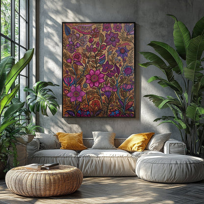 Transform your space with this vibrant botanical wall art, teeming with intricate floral patterns for Balcony