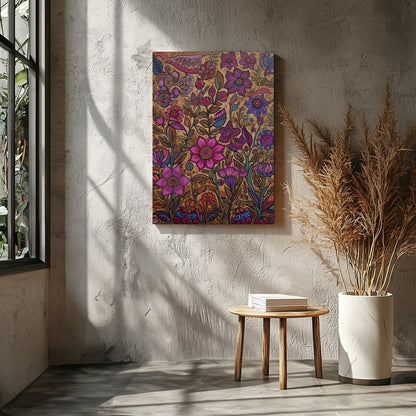 Transform your space with this vibrant botanical wall art, teeming with intricate floral patterns for Entrance