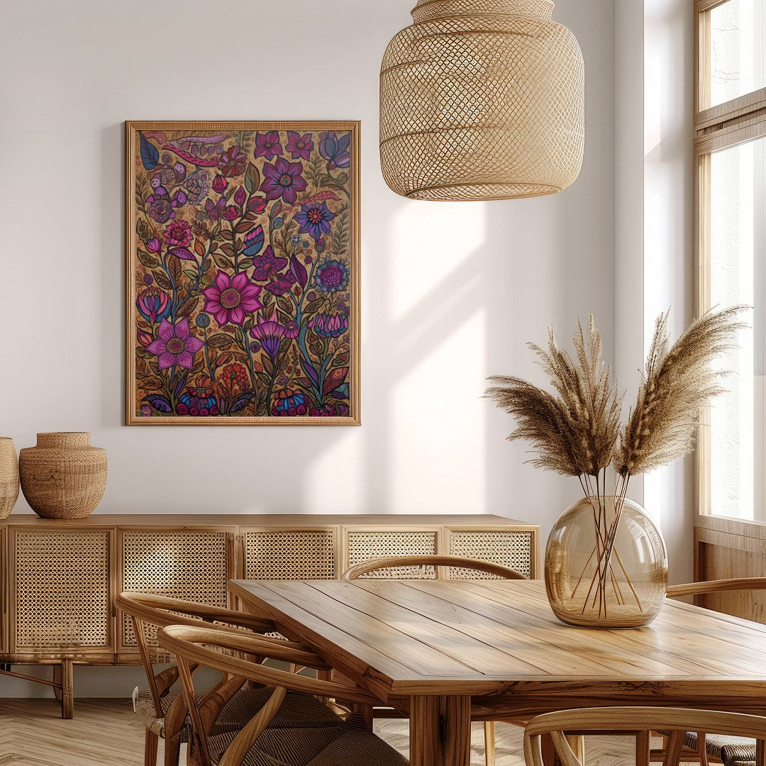 Transform your space with this vibrant botanical wall art, teeming with intricate floral patterns for Extra Kitchen